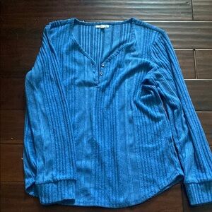 Maurices Blue Ribbed Crew Neck Sweater